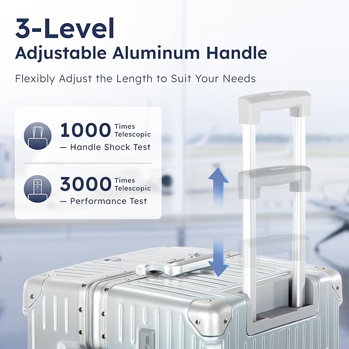 ALPHA CAMP Trunk Luggage, Large 24 Inch Thickened Aluminum Frame Luggage with TSA Spinner Wheels, 3-Layer PC Checked Hardside Zipperless Travel Suitcase, Type-C USB Charging Port, Cup Holder