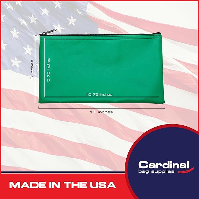 Multi-Purpose Zipper Bag, Reusable, Travel Pouch, Lightweight, Makeup Organizer, 11 x 6 Inch (Kelly Green)
