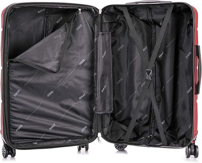 DUKAP ZONIX Luggage with Spinner Wheels | Durable Lightweight Hardside Suitcase, Spacious Travel Bag with Handle and Trolley | 26 Inch Medium Checked Luggage | Wine