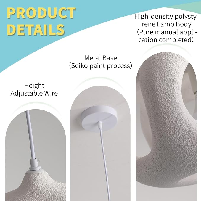 JAYMP Hollow-Out Shape Pendant Light Fixture for Dining Room Kitchen Island Hallway Restaurant Modern Hanging Lamp E26 Base Japanese Style Lighting Fixture, 1 Pack, Matte White, 40cm/15.7in