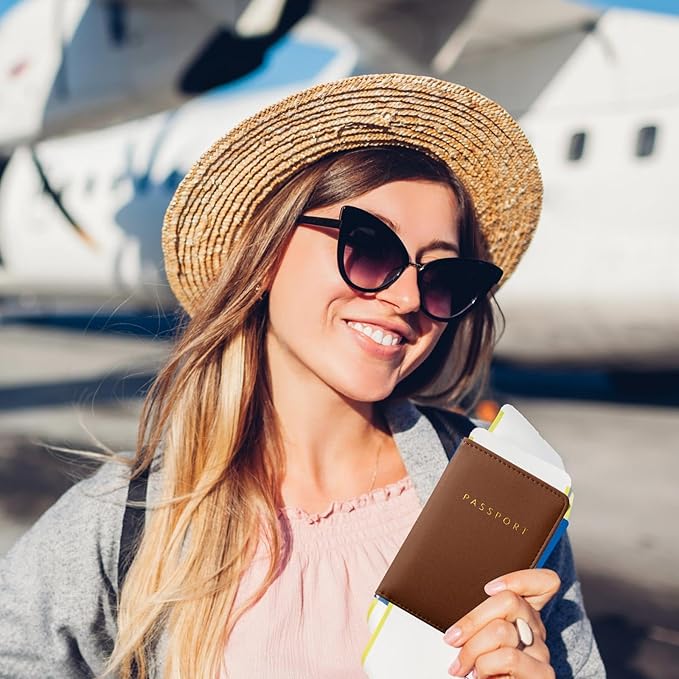 2 Pcs Passport Cover Holder for Travel Waterproof Leather Passport Wallet Case Book Travel Cruise Essentials for Women Men | 2 Pieces, Bridal, Holder, Waterproof, Holder Covers, Travel Wallet