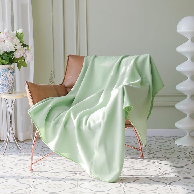 CAI TENG Fleece Throw Blankets 6 Pack Lightweight Warm Soft Cozy Kids Blanket Pet-Friendly Bulk Fleece Blanket Solid for Home, Bed, Sofa, Dorm, Office, Gifts, Outdoor Sage Green 50 x 60 inch