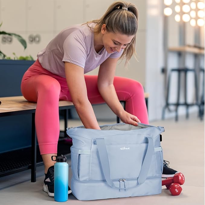 ETRONIK Gym Bag for Women, Personal Item Travel Bag with Shoes Compartment, Weekender Overnight Duffel Bag with Wet Pocket, Carry On Bag for Women, Travel, Gym, Weekend