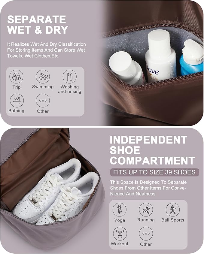 Gym Backpack for Women Waterproof Small Gym Bag With Shoe Compartment Sports Essentials Cheer Backpack with Wet Dry Pocket,Purple