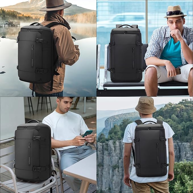 BANGE 40L Travel Backpack with Shoe Compartment, Large Capacity Weekender Bag Daypack Fits 17.3 Inch Laptop, Carry-on Luggage Backpack with Water Bottle Holder for Traveling, Hiking, Business