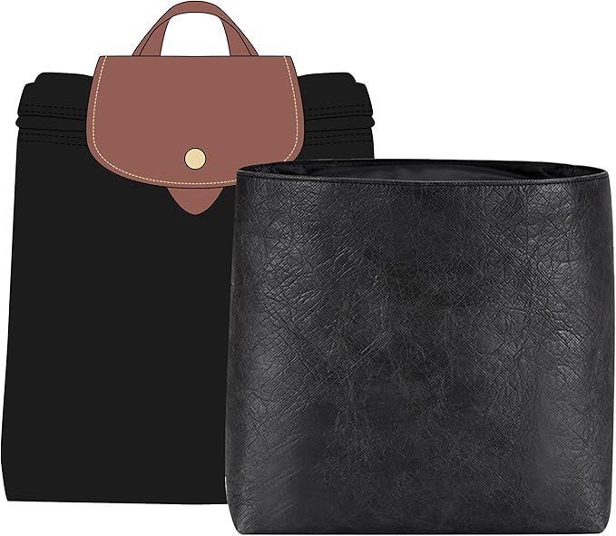 Doxo Upgraded Backpack Organzier Insert Compatible with Longchamp Le Pliage Backpack and More, Ultra-light Waterproof DupontPaper Bag Organizer (Full Black)