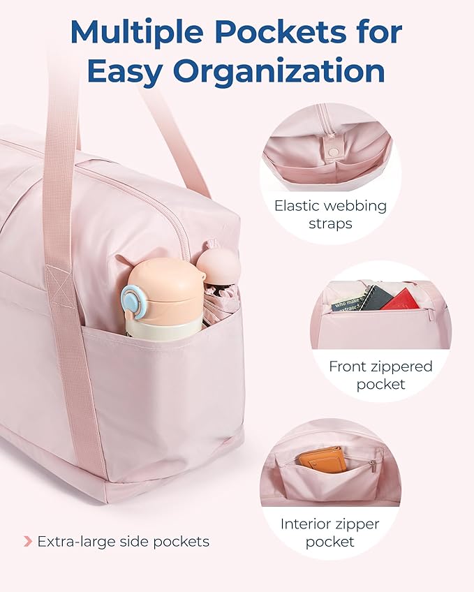 BAGSMART Personal Item Travel Bag For Spirit Airlines, 23L Lightweight Gym Bag for Women Foldable Duffle Bag Weekender Overnight Bag for Travel, Gym