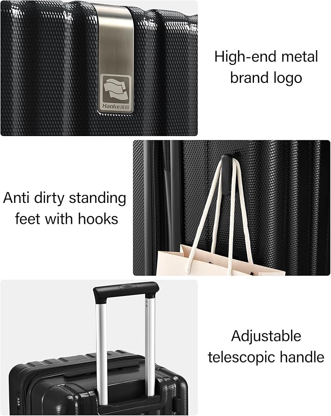 Hanke 29 Inch Plus Expandable Luggage Large Suitcases with Wheels,Checked Luggage Hard Shell Suitcases, PC Trunk Luggage Extra Large Suitcase with Lock for Women Men(Jet Black)