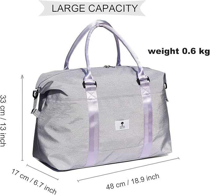 ESVAN Travel Tote Duffel Gym Bag,Weekender Overnight Carry-on Tote Crossbody Bag with Wet Pocket and Trolley Sleeve Upgraded