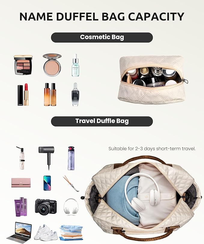 Gifts for Daughter - Initial Personalized Weekender Letter Travel Bag with Makeup Bag, Shoe Compartment, Sister Friend Girlfriend Gifts (Letter M)