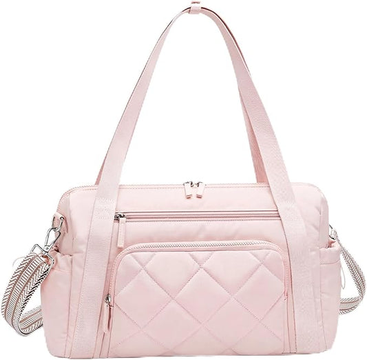 Gym Bag for Women, Duffle Weekender Bags for Travel, Lightweight Weekender Tote with Wet Pocket for Sports, Workout and Dance Pink