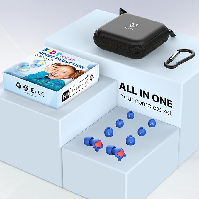 Ear Plugs for Kids Ear Protection (6-12yrs) & Adult with Small Ear Canal - Reusable Noise Relief Earplugs for Focus, Travel, Concerts, Socializing, Sports, Noise Sensitivity - 26dB Hearing Protection