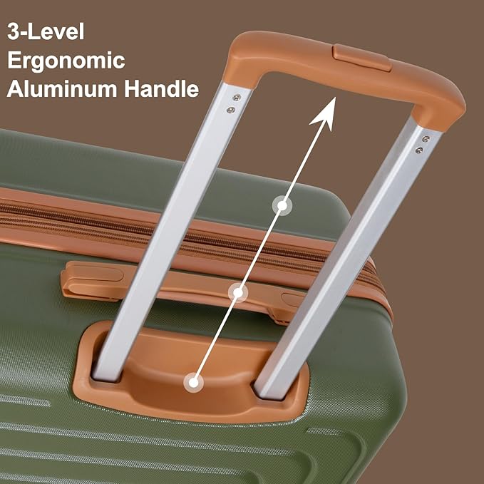 Romswi 22x14x9 Airline Approved 21in Carry On Luggage,Expandable Carry On Hardshell Suitcase for 20% More Space, Lightweight Hardside CarryOn withYKK Zipper,Scratch-Resistant Olive Green