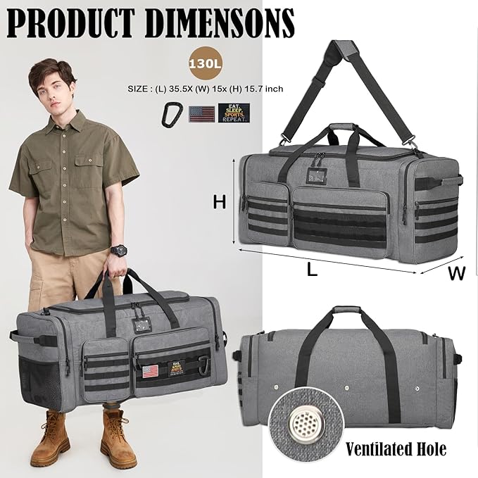 Extra Large Duffle Bag for Men, Heavy Duty Duffle Bag for Travel, Large Sports Gym Equipment Bag for Hockey Football Soccer Baseball Basketball & Team training