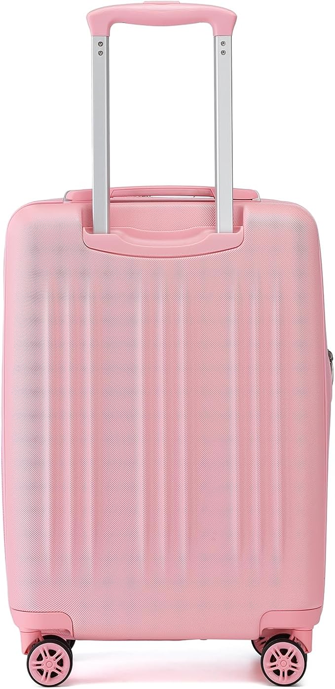 Kono Small 20 Inch Expandable Carry On Luggage with Quiet Spinner Wheels & TSA Lock, Scratch and Drop Resistant PC+ABS Hardside 22x14x9 Airline Approved Suitcase, Pink