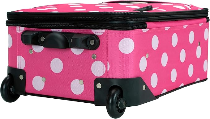 Rockland Fashion Softside Upright Luggage Set, Expandable, Pink Dots, 2-Piece (14/19)