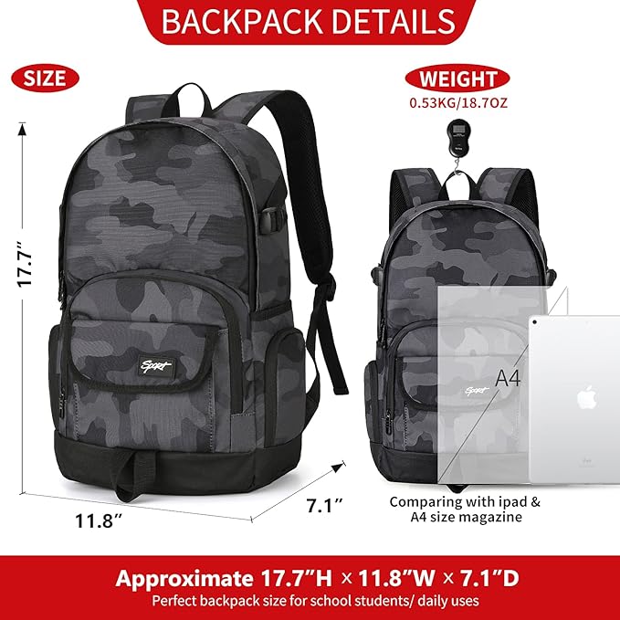 rickyh style School Backpack Travel Bag for Men & Women Lightweight College Back Pack with Laptop Compartmen