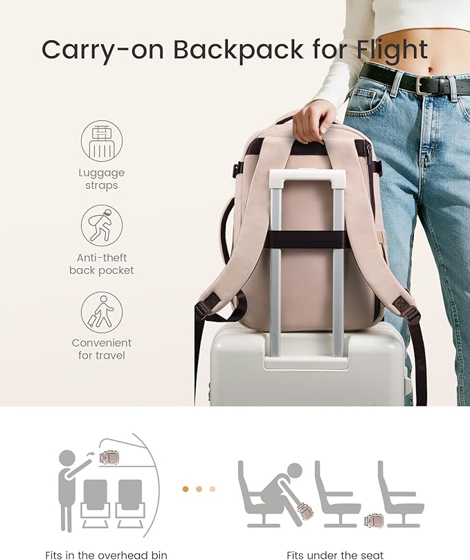 LOVEVOOK 40L Travel Backpack for Women & Men,Airline Approved Carry On Backpack with 3 Packing Cubes,TSA Waterproof Personal Item Bag,Weekender Overnight Essentials Backpacks fits 18" Laptop