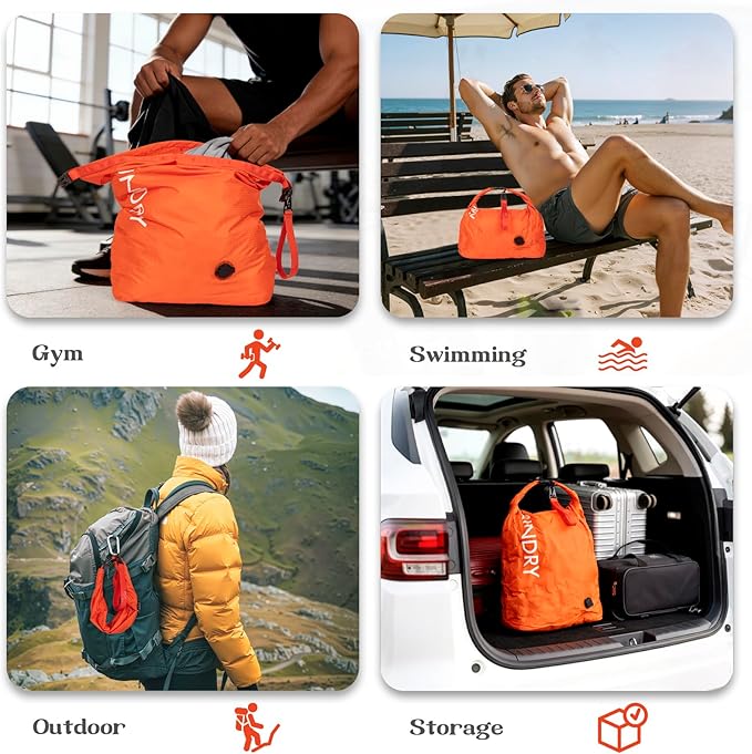 Travel Laundry Bag, Vacuum Compression Dirty Clothes Travel Bag, Waterproof Wet/Dry Space-Saving Laundry Storage Organizer, Smell Proof Storage Bag for Clothing, Swimming, Yoga, Gym, Camping