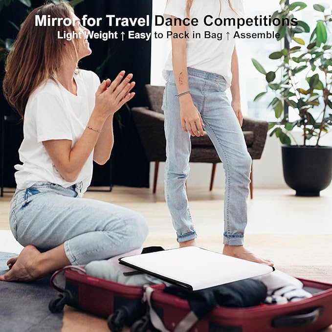 LPHUMEX White Foldable Full Length Mirror for Dance Bag, 33x13 Inch Portable Folding Body Mirror for Dance Travel Wedding Golf