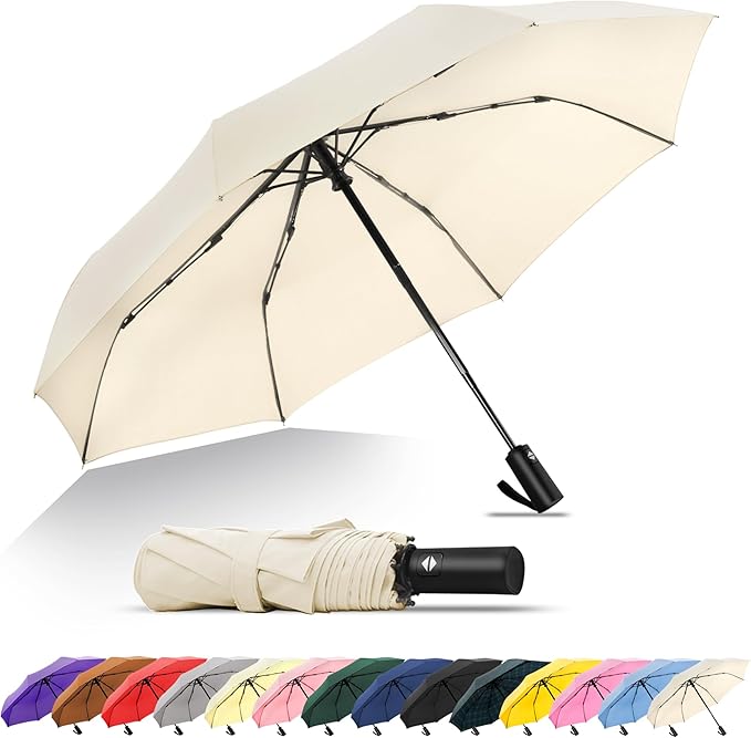 SoulRain Travel Umbrella - Compact Umbrella for Rain - Perfect Large Auto Folding Umbrella - Ideal Car umbrella, Small umbrella, and Travel Companion