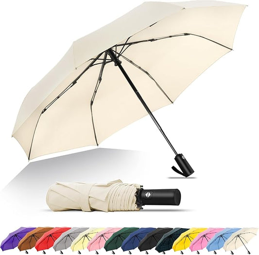 SoulRain Travel Umbrella - Compact Umbrella for Rain - Perfect Large Auto Folding Umbrella - Ideal Car umbrella, Small umbrella, and Travel Companion