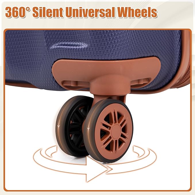 Luggage Sets 5 Piece Suitcases with Wheels,ABS Hard Case Suitcases with Spinner Wheels,Durable Travel Luggage(Purple, 5 Piece Set(20"/24"/28"))