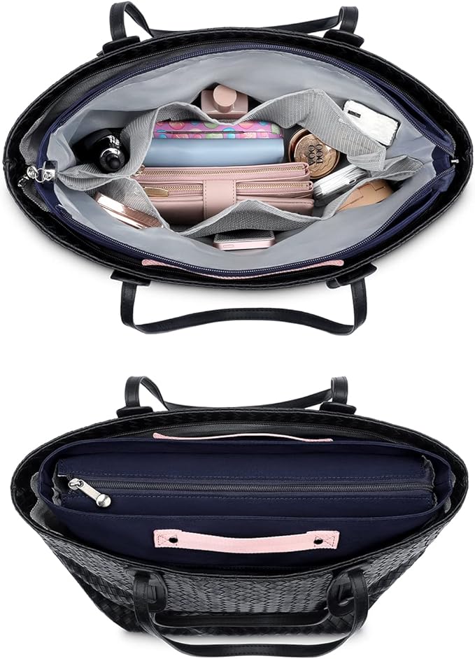 HyFanStr Purse Organizer Insert for Handbags,Tote Bag Organizer Insert Zipper Bag for Women, Handbag Organizer Inside Liner with 15 Pockets