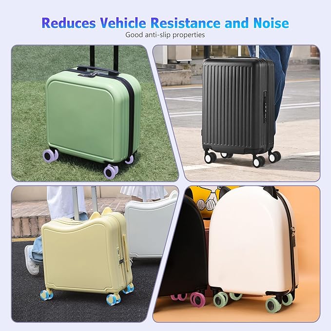 UMUST 8Pcs Luggage Wheel Covers,Silicone Cover for 2-2.4'' Suitcase Spinner Wheel, Upgrade Carry On Luggage Wheels Protector,Essential Travel Accessories (Gradual Green)