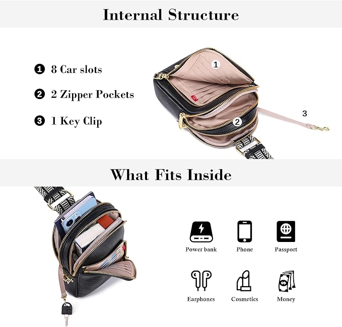 INICAT RFID Blocking Sling Bag, Anti Theft Crossbody Bag for Women, Travel Fanny Pack Style Purse, Vegan Leather