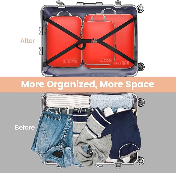 Cambond Compression Packing Cubes for Travel - Lightweight Expandable Travel Bags Luggage Organizers Travel Essentials Compression Cubes for Travel Space Saver for Carry on Suitcases Organizer