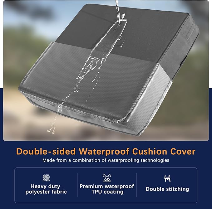 Favoyard Outdoor Seat Cushion Set 22 x 24 Inch Waterproof & Fade Resistant Patio Furniture Cushions with Removable Cover Deep Seat & Back Cushion with Tie Straps for Chair Sofa Couch