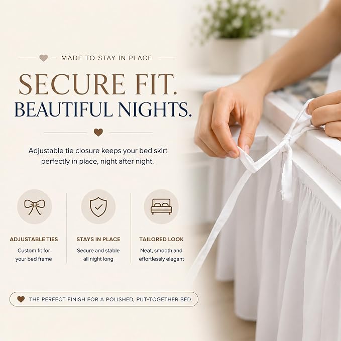 Cottingon Dorm Bed Skirt Twin XL 32" with Split Corners, 100% Microfiber Soft and Stylish, College Room Essential, Extra Long Dust Ruffle for Extended Beds, White