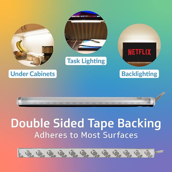 TrueColor USB LED Under Cabinet Light Bar, Frosted Cover, 8 in, Soft White | Easy install, adhesive & mounting brackets included, 100,000 hr lifetime, backlight for monitors, TVs & more