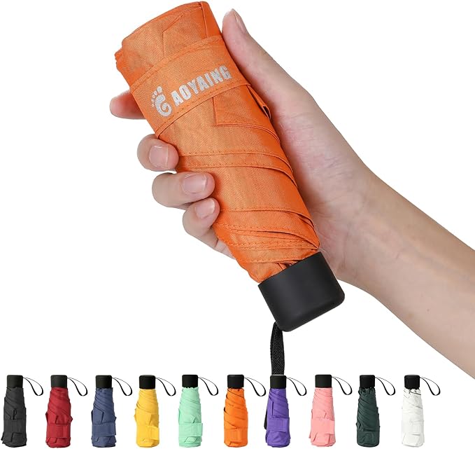 GAOYAING Small Mini Umbrella with Case Light Compact Design Perfect for Travel Lightweight Portable Parasol Outdoor Sun&Rain Umbrellas 34 Inches