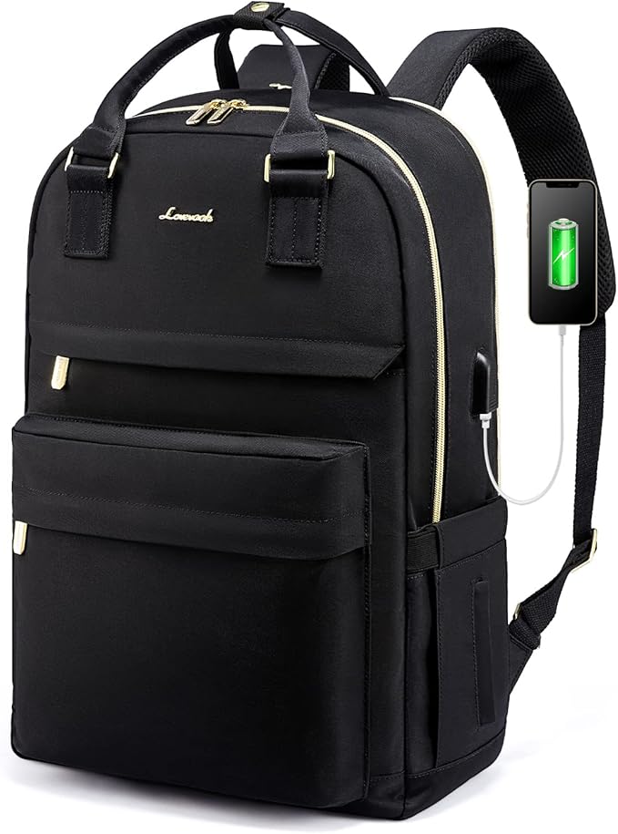 LOVEVOOK Laptop Backpack for Women, 17.3 Inch Laptop Bag with USB Port Fashion Waterproof Backpacks Teacher Nurse Stylish Travel Bags Vintage Daypacks Bookbag for College School Work