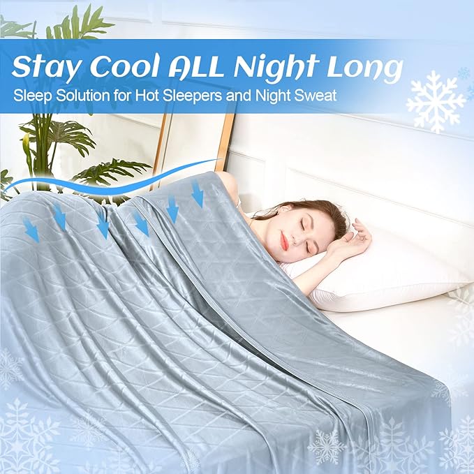 Ailemei Direct 【Upgraded Fabric Cooling Throw Blanket for Hot Sleepers, Lightweight Breathable Summer Bed Blankets, Q-Max >0.5 Jade Fiber,Keep Body Cool Hot Flashes Night Sweats,50"x70"