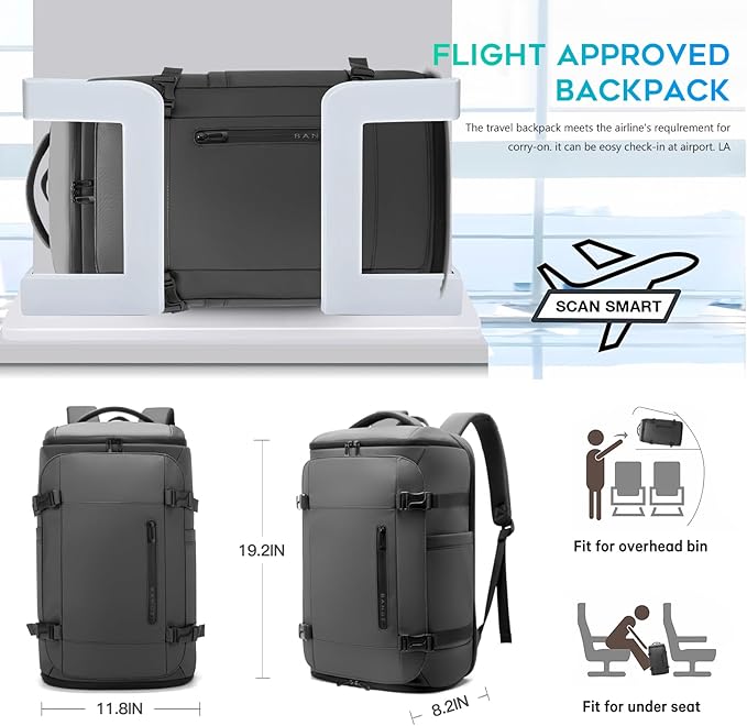 BANGE Large Luggage backpack Backpack, 40L Travel Laptop Backpack Fits 17.3 Inch Notebook, Traveling Luggage Backpack,Carry On Rucksack with Water Bottle Holder for Traveling, Hiking, Business