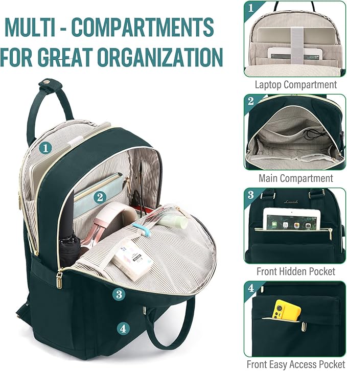 LOVEVOOK Laptop Backpack for Women 15.6 Inch Laptop Bag with USB Port, Fashion Waterproof Backpacks Teacher Nurse Stylish Travel Bags Vintage Daypacks for College Work
