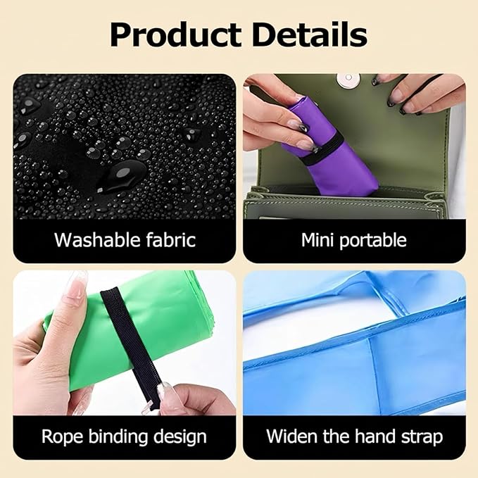 Washable Reusable Grocery Bags, Foldable Reusable Shopping Bags, Polyester Tote, Pocket Size Carrier