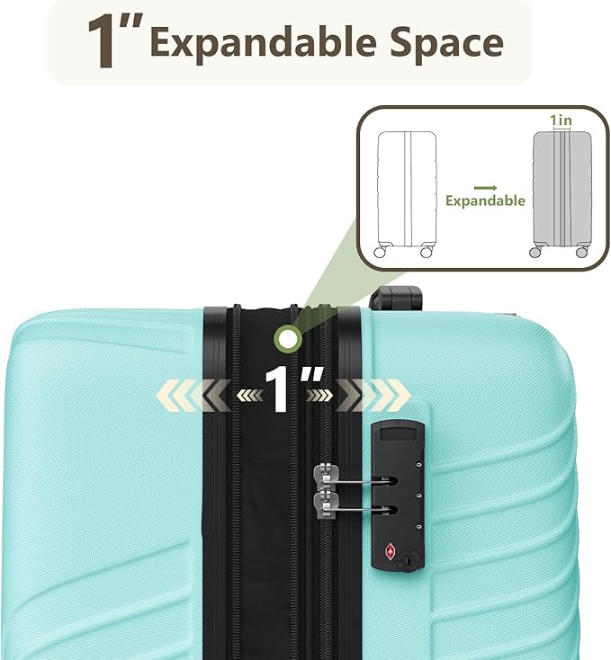 Luggage Sets 3 Piece, ABS Hardside Suitcase Set (20/24/28) with Spinner Wheels, TSA Security Lock, Airline-Approved Carry-On & Lightweight Large Checked Luggage for Business, Travel, Family Vacations