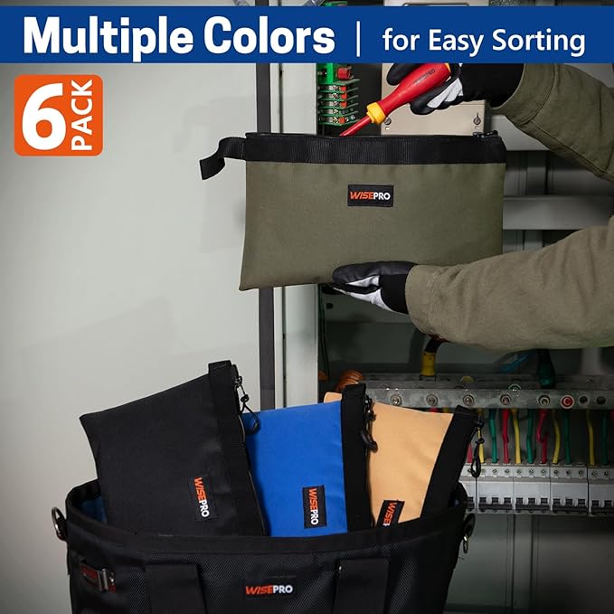 Zipper Tool Pouches, Multi-Purpose Utility Tool Bags Organizer for Small Hand Tools, Screws, Nails, Hardware, Pliers & Wrenches, Storage Pouch Set for Electricians, Plumbers, HVAC & Mechanics