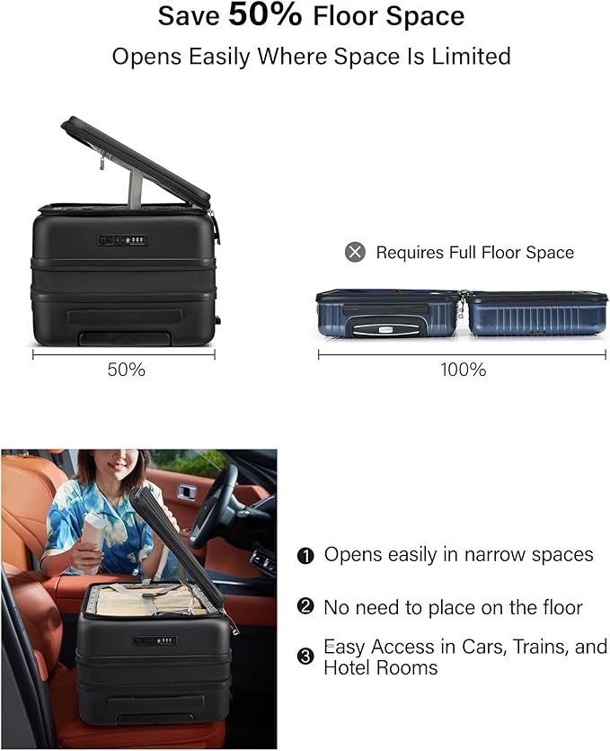 Hanke Hardside Expandable Checked Luggage, 24 Inch Top Opening Trunk Luggages with Spinner Wheels, All-PC Hard Shell Suitcase, Lightweight TSA Checked-Medium(Jet Black, 83L)