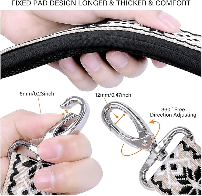 59 Inch Shoulder Straps, Soft with Ultra-Thick Fixed Shoulder Pad, Two Way Independently Adjustable Buckle Replacement Straps for Laptop Bag Messenger Bag Tool Bag Luggage,White