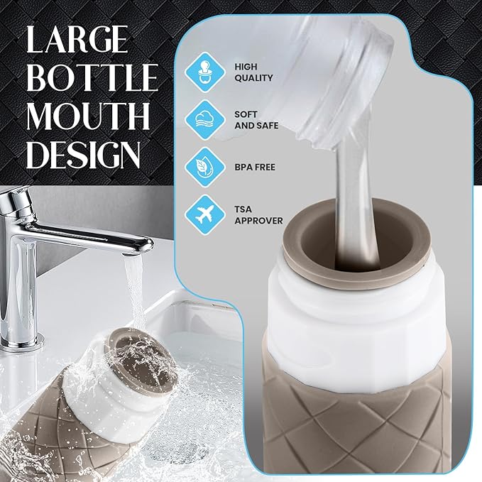 Travel Bottles for Toiletries, TSA Approved Silicone Travel Size Containers for Toiletries, BPA Free Leak Proof Refillable Essentials Accessories, Shampoo and Conditioner Bottles (Cream)