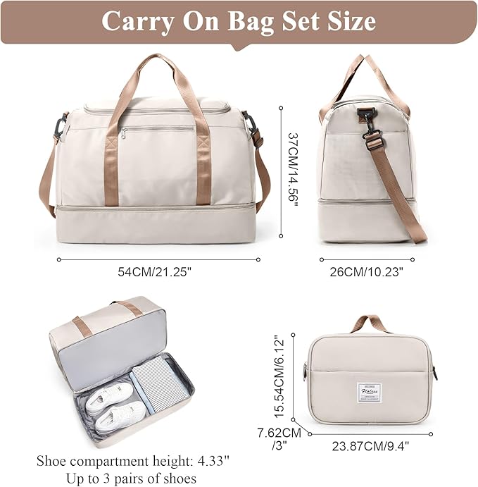 Extra Large Travel Duffle Bag,Carry on Overnight Weekend Bag with Shoes Compartment,Weekender Bags for Women for Travel Business Trips Sport Hospital