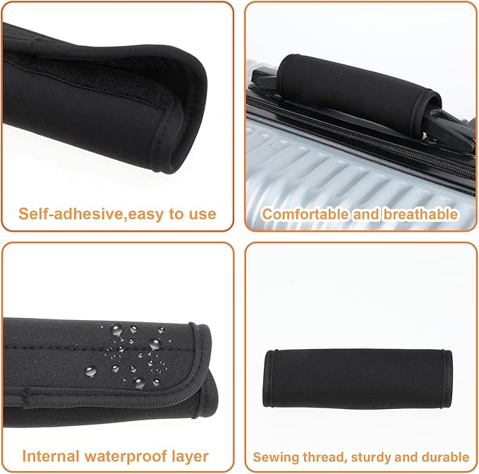 2 Pcs Luggage Handle Wraps for Suitcase Soft Luggage Handle Covers Comfort Luggage Handle Wrap Suitcase Handle Wraps for Comfortable Travel Accessories (Black)