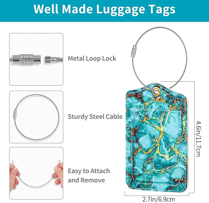 Fishent Luggage Tag, 3 Pack Travel Cruise Luggage Tags for Suitcases, Cute Suitcase Tags Identifiers Bag Tags with Privacy Flap, Baggage Name Tag for Women Men Luggage Backpack Handbag School Bag