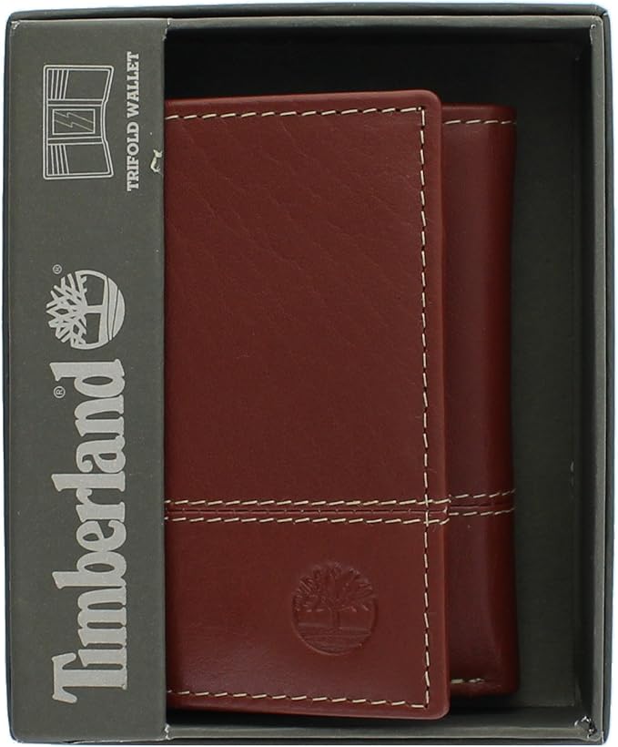 Timberland Men's Genuine Leather RFID Blocking Trifold Wallet