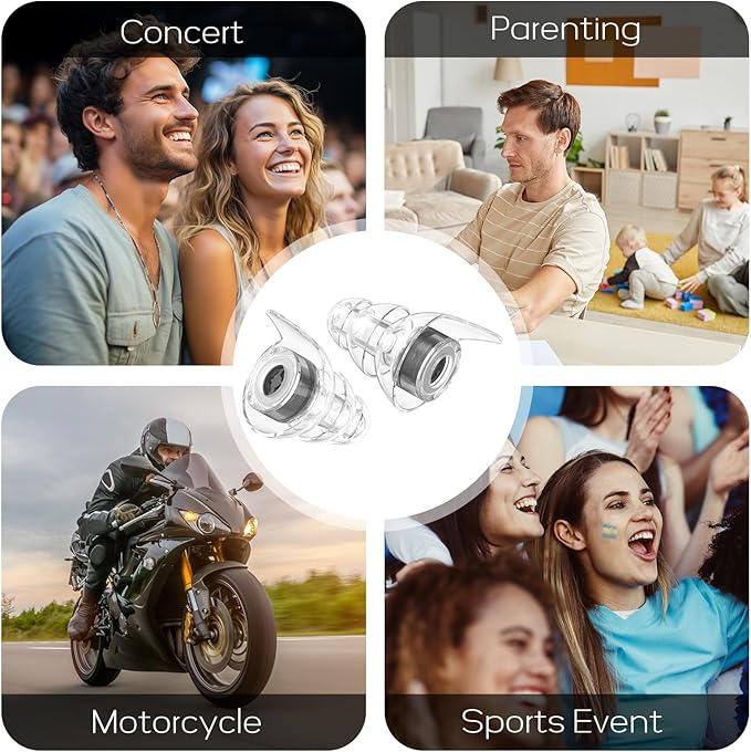 Hearprotek Hi-Fi Spirit Concert Ear Plugs, High Fidelity Silicone Music Earplugs for Concerts, Noise Reduction, Hearing Protection, Motorcycle, Musicians, Rave, Dj, Tinnitus Relief (Medium Size)